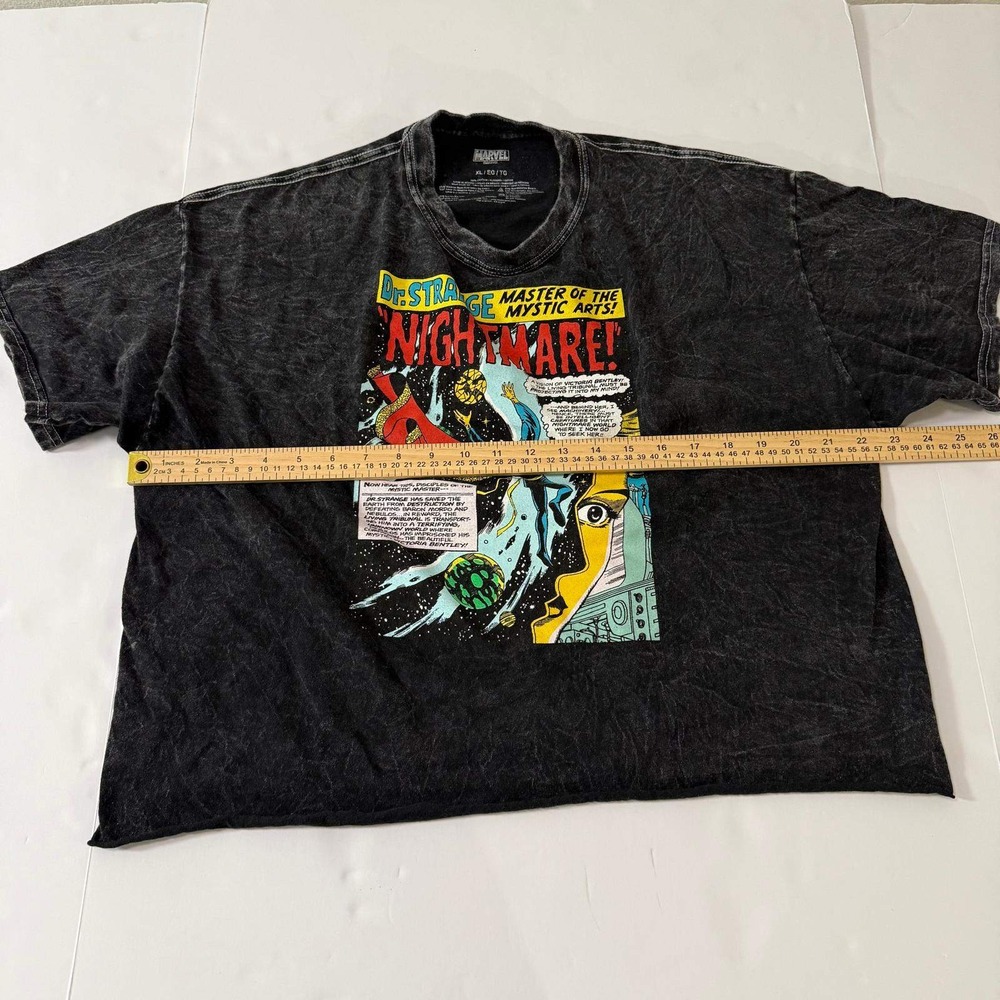 Marvel Dr Strange Comic Graphic Acid Wash Crop Top T-Shirt XL Gray Nightmare - Picture 8 of 13